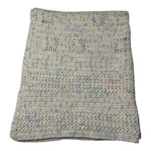 VTG Hand Crocheted Baby Blanket – Late 1990s to Early 2000s – Shimmering Pastel